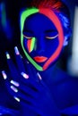 Perfect neon art make up Royalty Free Stock Photo