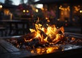 A perfect night out: dining by the warmth of a barrel fire Royalty Free Stock Photo