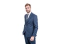 Perfect for office and special occasions. Handsome guy in suit isolated on white. Formal wear. Classy style. Fashion