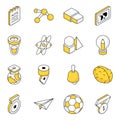 Pack of Education and Learning Flat Isometric Icons Royalty Free Stock Photo