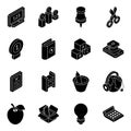 Pack of Knowledge Flat Isometric Icons Royalty Free Stock Photo