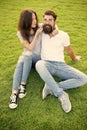 Perfect pair for perfect couple. Couple in love having fun with prop glasses. Couple of bearded man and sexy woman on Royalty Free Stock Photo