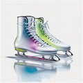 The Perfect Pair of White Ice Skates with a Splash of Color - Generative AI
