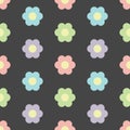 Perfect pastel flowers seamless pattern on dark background