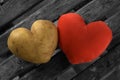 Perfect potato heart with a red heart Royalty Free Stock Photo