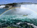 Perfect rainbow of the falls from the Canadian border on a sunny day Royalty Free Stock Photo