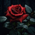 Perfect red rose close-up, dark red flower, dark background. Royalty Free Stock Photo