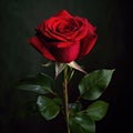 Perfect red rose close-up, dark red flower, dark background. Royalty Free Stock Photo