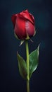 Perfect red rose close-up, dark red flower, dark background. Royalty Free Stock Photo