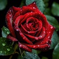 Perfect red rose close-up, dark red flower, dark background.