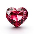 a perfect red ruby gem cut in the shape of a heart on a white background Royalty Free Stock Photo