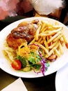Perfect Rosemary Roasted Half Chicken w fries & salads
