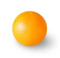 Perfect round fresh orange without leaves isolated on white background