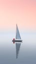 Perfect Sailing Background. Sailboat Is Reflecting On The Still Water.