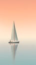 Perfect sailing background. Sailboat is reflecting on the still water. Royalty Free Stock Photo