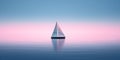 Perfect sailing background. Sailboat is reflecting on the still water. Amazing sailing concept design.