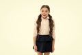 Perfect schoolgirl. Happy girl wear school uniform. Gorgeous tails perfect for every day of week. Back to school concept