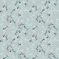 Perfect seamless pattern with cute flowers and leaves