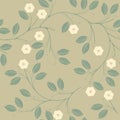 Perfect seamless pattern with cute flowers and leaves