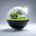 SelfContained Green Ecosystem in a Glass Globe Royalty Free Stock Photo