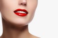 Perfect smile with white healthy teeth and red lips, dental care Royalty Free Stock Photo