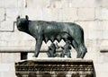 Perfect statue of CAPITOLINE WOLF with the twins Romulus and Rem Royalty Free Stock Photo