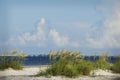 A perfect summer day on the beach with blue skies and white clouds in Ft.Myers Beach, Florida. Royalty Free Stock Photo