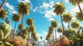 A perfect summer day and tall palms. Generative AI