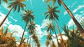 A perfect summer day and tall palms. Generative AI