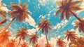 A perfect summer day and tall palms. Generative AI