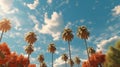 A perfect summer day and tall palms. Generative AI