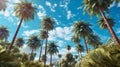 A perfect summer day and tall palms. Generative AI