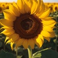 A perfect sunflower, its petals reaching for the sun,AI generated Royalty Free Stock Photo
