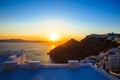 Perfect sunset view on the sea side in Thira