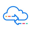 Syncing data on the cloud service. Cloud Computing Icon. Simple outline filled icon style.