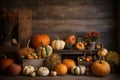 Perfect for Thanksgiving, this rustic fall pumpkin display. from generative ai