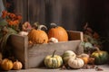 Perfect for Thanksgiving, this rustic fall pumpkin display. from generative ai