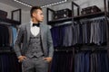 Perfect to the last detail. Modern businessman. Fashion shot of a handsome young man in elegant classic suit. Men`s Royalty Free Stock Photo