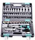 Perfect tool kit. chrome plating socket wrench or spanner in compact case. pro set of tools. Torx tool Socket Drive