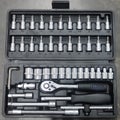 Perfect tool kit. chrome plating socket wrench or spanner in compact case. pro set of tools. Torx tool Socket Drive.