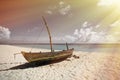 Perfect tropical island paradise beach and old boat Royalty Free Stock Photo