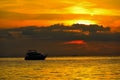 Perfect tropical island paradise beach and old boat