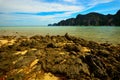 Perfect tropical island paradise beach and old boat