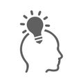 Brainstorming, creativity, smart idea icon / gray vector