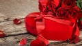 Perfect Valentines red roses and present heart box