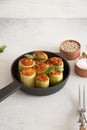 Zucchini stuffed with veggies Royalty Free Stock Photo