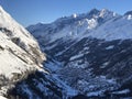 Zermatt city Mattertals sunset view winter snow landscape Swiss Alps panorama