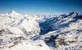 Zermatt city Mattertals sunset view winter snow landscape Swiss Alps panorama