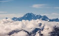 Zermatt mont blanc sea of clouds in valley mountain emerging view perfect sky Royalty Free Stock Photo