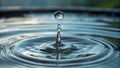 A Perfect Water Drop Splashing, Creating a Circle of Ripples Royalty Free Stock Photo
